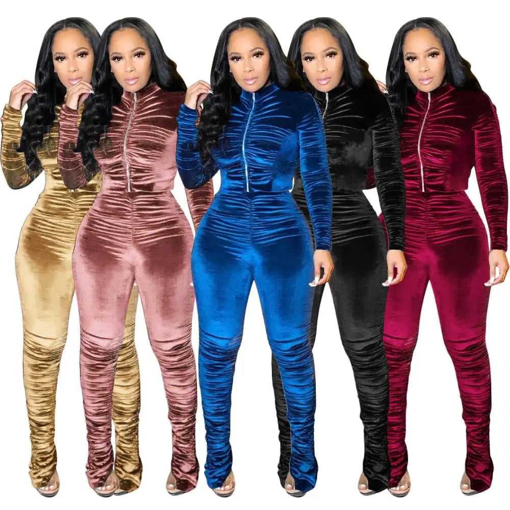 two piece women sets tracksuit two piece set sweatsuits for women club outfits for female clothing stacked sweatpants outfit