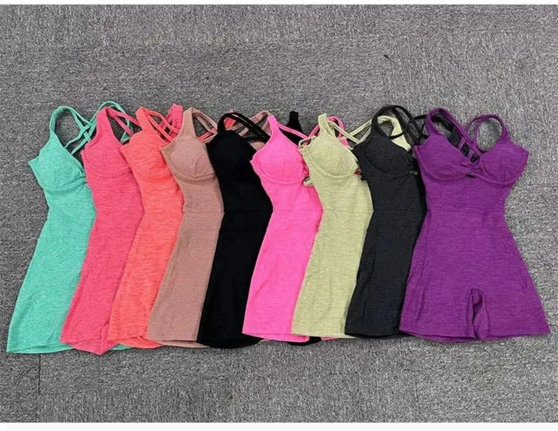 Gym Clothing for Women Push Up Fitness Overalls Yoga Jumpsuit Sport Clothes Clothing for Women Sportswear Workout Set Pink 2024